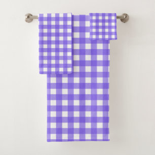 Periwinkle and white gingham bath towel set