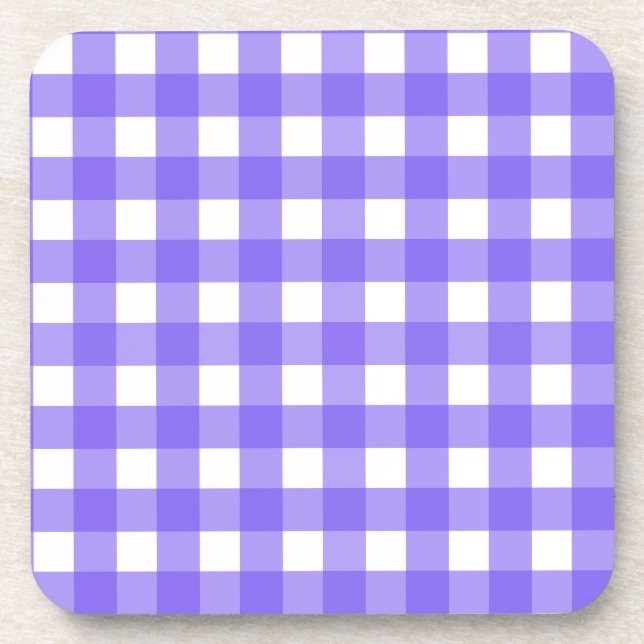Periwinkle and white gingham coaster (Front)