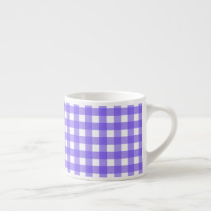 Periwinkle and white gingham espresso cup