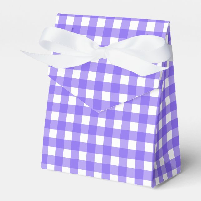 Periwinkle and white gingham favor box (Front Side)