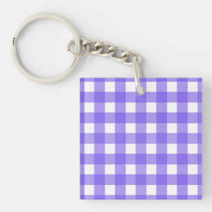 Periwinkle and white gingham keychain