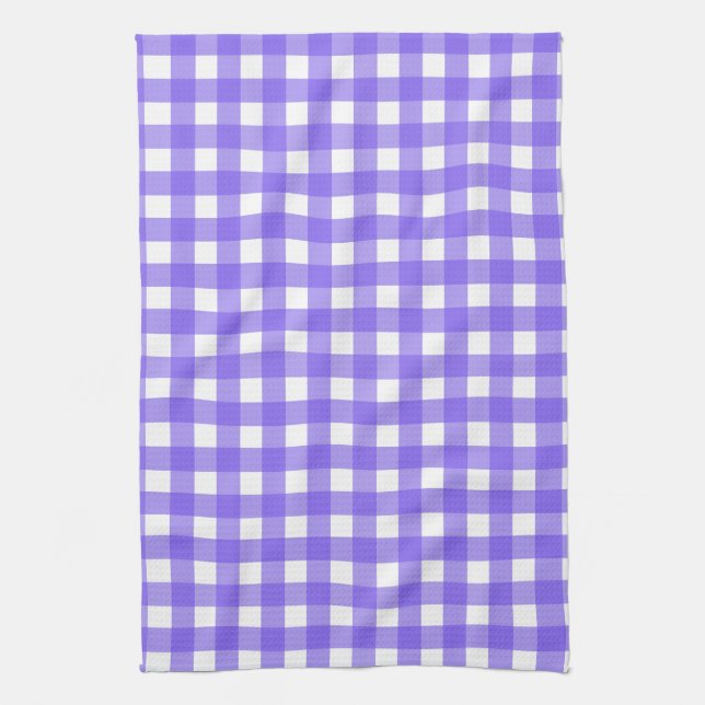 Periwinkle and white gingham kitchen towel (Vertical)