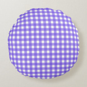 Periwinkle and white gingham round pillow