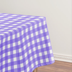 Periwinkle and white gingham tablecloth