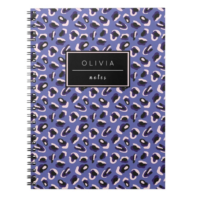 Periwinkle Animal Print Named Notebook (Front)