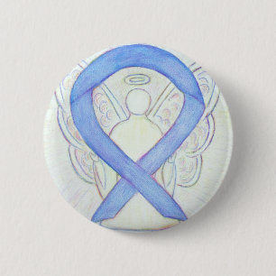 Periwinkle Awareness Ribbon Angel Art Button