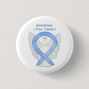 Periwinkle Awareness Ribbon Angel Custom Button