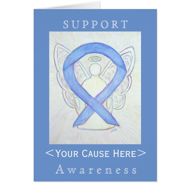 Periwinkle Awareness Ribbon Angel Customized Card (Front)