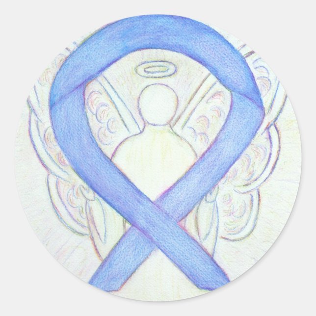 Periwinkle Awareness Ribbon Angel Decal Stickers (Front)