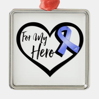 Periwinkle Awareness Ribbon For My Hero Metal Ornament
