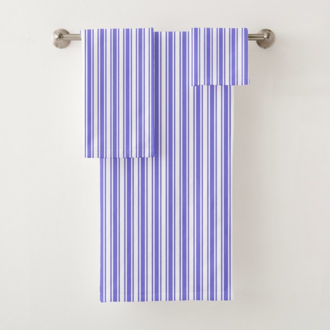 Periwinkle blue and white candy stripes bath towel set (Insitu)