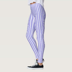 Periwinkle blue and white candy stripes leggings