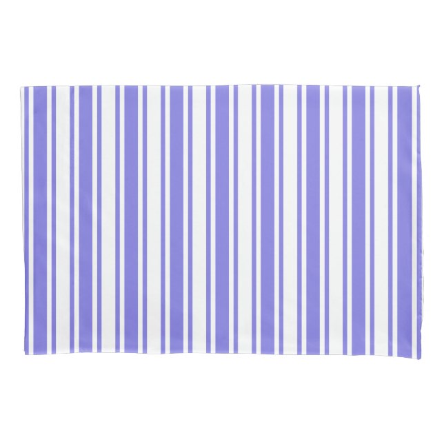 Periwinkle blue and white candy stripes pillowcase (Front)