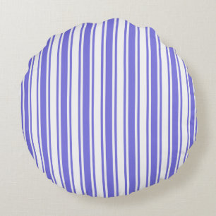 Periwinkle blue and white candy stripes round pillow