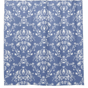 Periwinkle Blue and White Damask