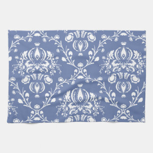 Periwinkle Blue and White Damask Kitchen Towel