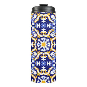 💙💛 periwinkle, blue and yellow Azulejos Thermal Tumbler