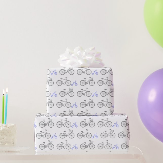 Periwinkle Blue Bicycle Wrapping Paper (Party Gifts)