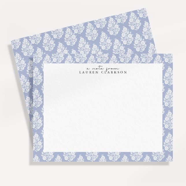 Periwinkle Blue Block Print Note Card (Creator Uploaded)