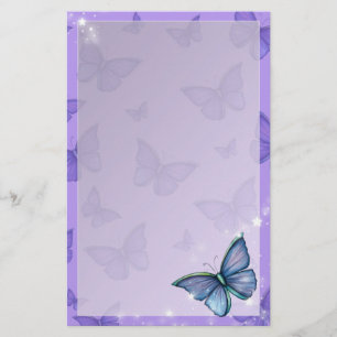 Periwinkle Blue Butterfly Fantasy Art Stationery