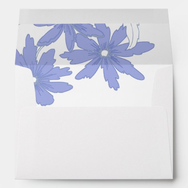 Periwinkle Blue Daisies on White Envelope (Back (Bottom))