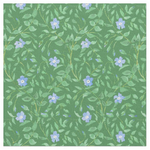 Periwinkle Blue Dark Green Country-style Floral Fabric