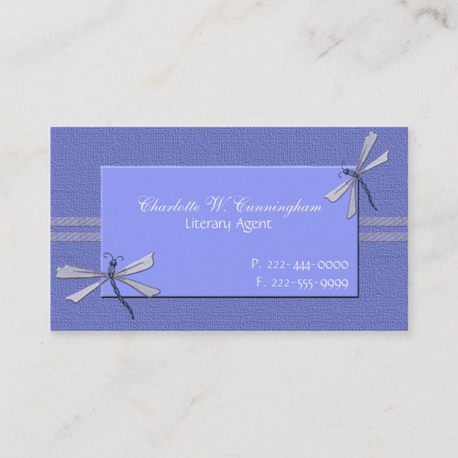 Periwinkle Blue Dragonflies Custom Business Card (Front)