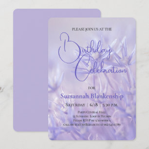 Periwinkle Blue Floral Background Birthday Party Invitation