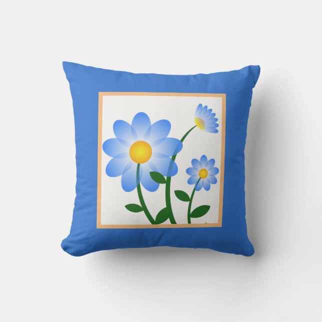 Periwinkle Blue Floral Outdoor Pillow (Front)
