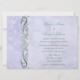 Periwinkle Blue Floral Spring  Wedding Invitation
