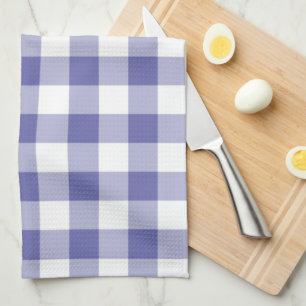 Periwinkle Blue Gingham Trendy Check Plaid Pattern Kitchen Towel