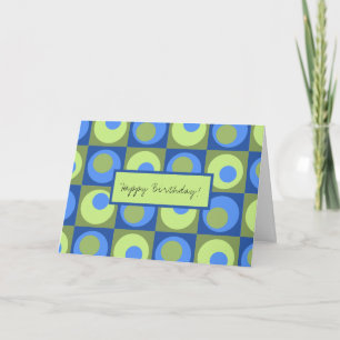 Periwinkle Blue Green Happy Birthday Patterned Card