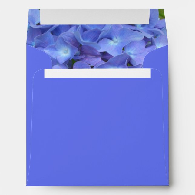 Periwinkle Blue Hydrangea Custom Wedding Envelope (Back (Bottom))