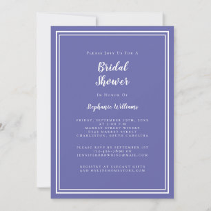 Periwinkle Blue Modern Bridal Shower Elegant Chic Invitation