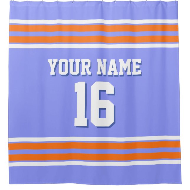Periwinkle Blue Orange White Stripes Sports Jersey (Front)