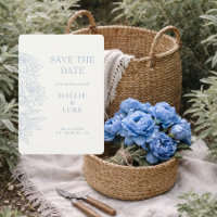 Periwinkle Blue Peony Photo Wedding Save Date