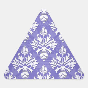 Periwinkle Blue Purple Artichoke Damask Pattern Triangle Sticker