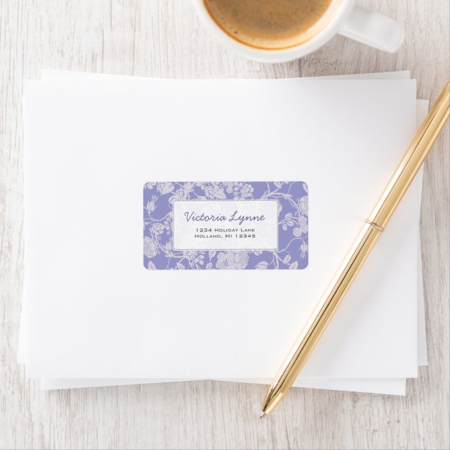 Periwinkle Blue Rose Return Address Label (Insitu)