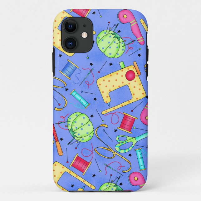 Periwinkle Blue Sewing Notions iPhone Case (Back)