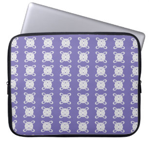 Periwinkle Blue & Silver Grey Circle Pattern Laptop Sleeve