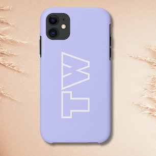Periwinkle Blue Solid Colour   Minimalist Monogram iPhone 11 Case