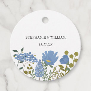 Periwinkle Blue Spring Floral Wedding Favour Tags