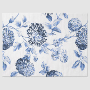 Periwinkle Blue Vintage Floral Toile Large Tissue Paper