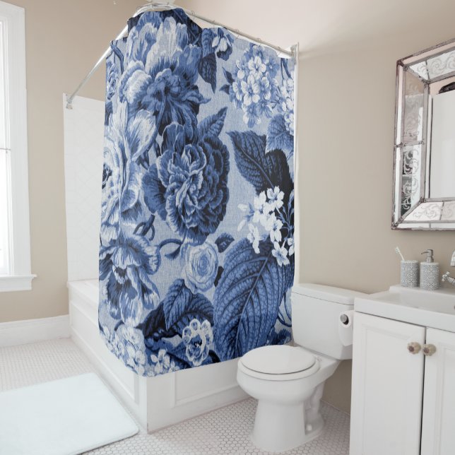 Periwinkle Blue Vintage Floral Toile No.1 (In Situ)