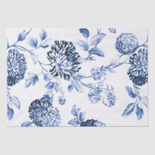 Periwinkle Blue Vintage Floral Toile No.2 Tissue Paper