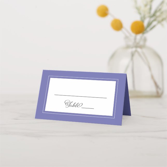 Periwinkle Blue Wedding Elegant Chic Border Modern Place Card (Front)