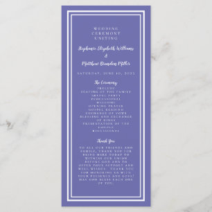 Periwinkle Blue Wedding Service Ceremony Modern Program