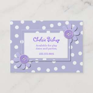 Periwinkle Blue & White Polka Dots Play date card