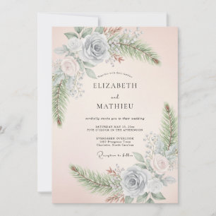 Periwinkle Blush Floral Whimsy Wedding Invitation