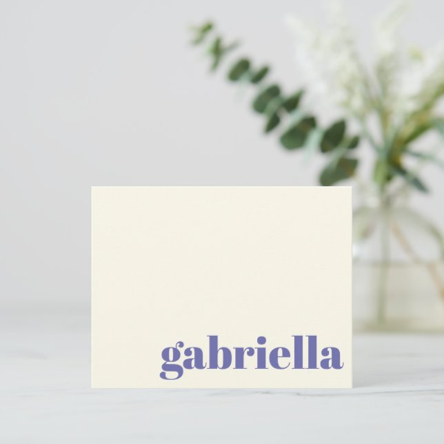 Periwinkle Bold Typography Personalized Name Card (Standing Front)